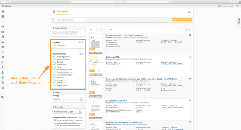 Structured storage of documents